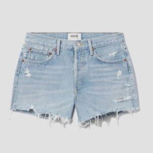 Agolde Light Blue Distressed Jean Shorts